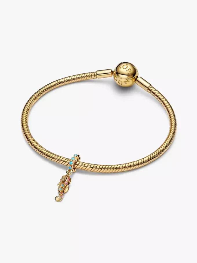 Seepferdchen-Dangle Charm, 14-karätig vergoldet Seepferdchen-Dangle Charm, 14-karätig vergoldet