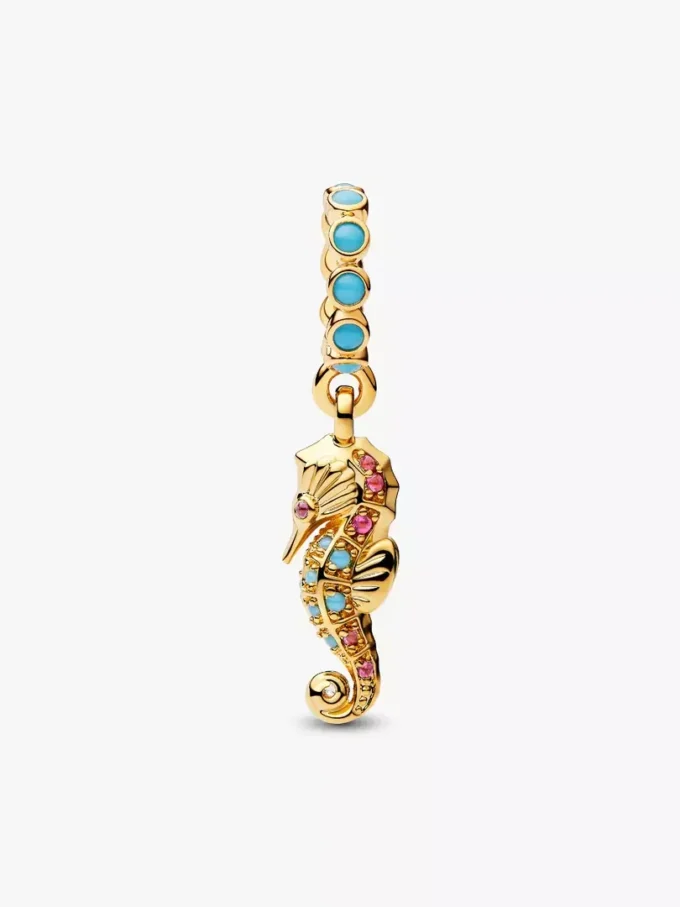 Seepferdchen-Dangle Charm, 14-karätig vergoldet Seepferdchen-Dangle Charm, 14-karätig vergoldet