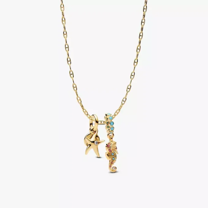 Seepferdchen- und Seestern-Charm-Halskette, 3er-Set Seepferdchen- und Seestern-Charm-Halskette, 3er-Set