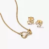 Set aus goldener Unendlichkeits-Halskette und Ohrringen, 2er-Set Set aus goldener Unendlichkeits-Halskette und Ohrringen, 2er-Set