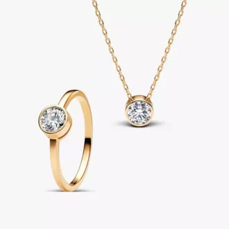 Set aus Halskette und Ring mit laborgrownem Diamant in Zargenfassung, 2er-Set