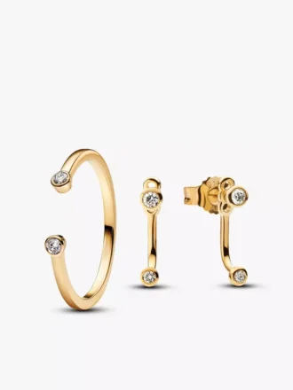 Set aus offenen Ohrringen und Ringen mit im Labor gezüchteten Diamanten, 2er-Set Set aus offenen Ohrringen und Ringen mit im Labor gezüchteten Diamanten, 2er-Set