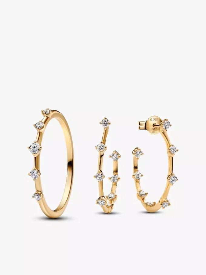 Set aus Ohrringen und Ring mit laborgrown Diamanten, 2er-Set Set aus Ohrringen und Ring mit laborgrown Diamanten, 2er-Set