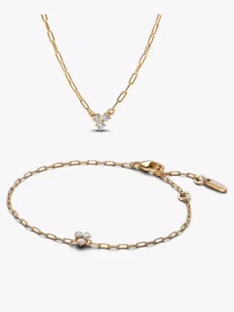 Set aus Paperclip-Halskette und Armband mit laborgezüchteten Diamanten, 2er-Set