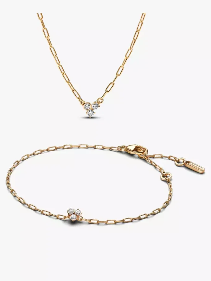 Set aus Paperclip-Halskette und Armband mit laborgezüchteten Diamanten, 2er-Set Set aus Paperclip-Halskette und Armband mit laborgezüchteten Diamanten, 2er-Set