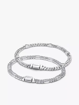 Set aus zwei Armbändern mit kubanischer Kette, Herz- und Ovalmotiven