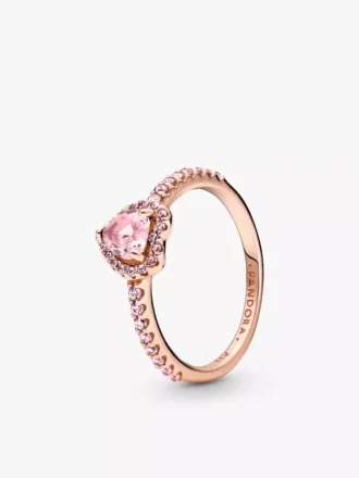 Set aus zwei rosa funkelnden, erhöhten Herzringen