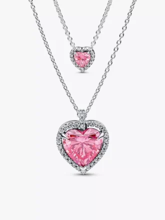 Set aus zwei rosa Herz-Halsketten