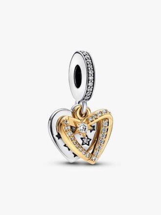 Shooting Star Hearts Double Dangle Charm – Sterlingsilber, 14-karätige Vergoldung Shooting Star Hearts Double Dangle Charm – Sterlingsilber, 14-karätige Vergoldung