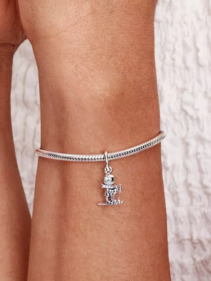 Skifahrer-Dangle Charm aus Sterlingsilber Skifahrer-Dangle Charm aus Sterlingsilber