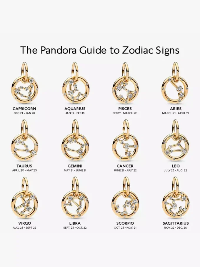 Zwillinge-Sternzeichen-Dangle Charm, 14 Karat vergoldet