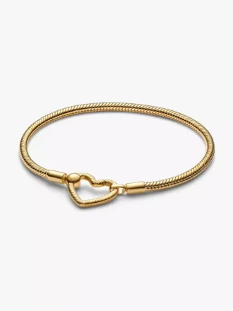 Snake Chain-Armband mit Herzverschluss, 14 Karat vergoldet Snake Chain-Armband mit Herzverschluss, 14 Karat vergoldet
