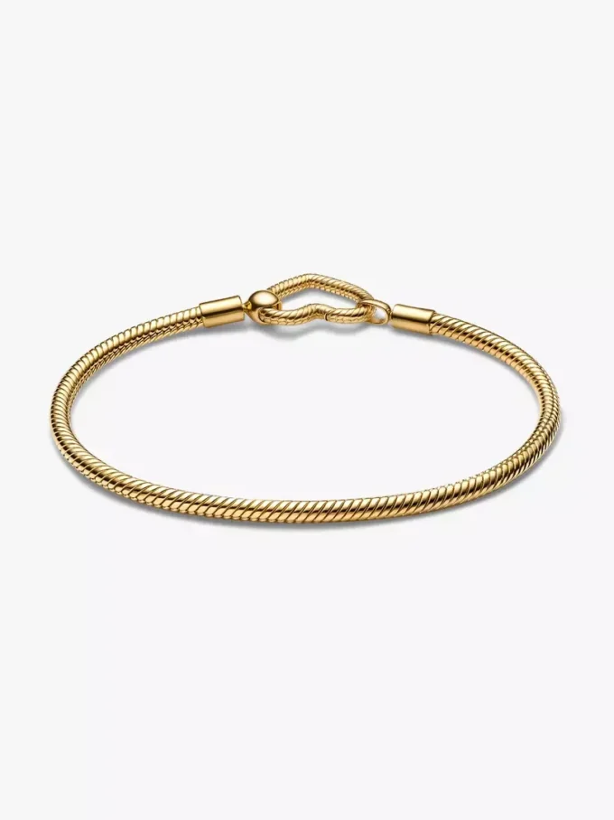 Snake Chain-Armband mit Herzverschluss, 14 Karat vergoldet Snake Chain-Armband mit Herzverschluss, 14 Karat vergoldet