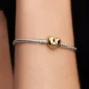 Snake Chain-Armband mit Herzverschluss aus Sterlingsilber, 14-karätig vergoldet Snake Chain-Armband mit Herzverschluss aus Sterlingsilber, 14-karätig vergoldet