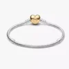 Snake Chain-Armband mit Herzverschluss aus Sterlingsilber, 14-karätig vergoldet Snake Chain-Armband mit Herzverschluss aus Sterlingsilber, 14-karätig vergoldet