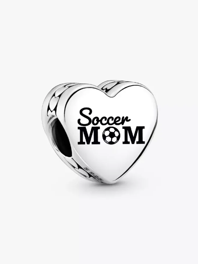 Soccer Mom Herz-Charm aus Sterlingsilber