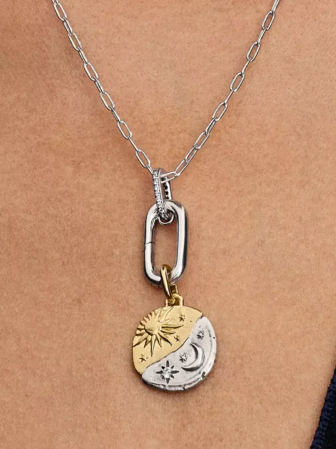 Sonne-und-Mond-Charm, Sterlingsilber, 14-karätig vergoldet Sonne-und-Mond-Charm, Sterlingsilber, 14-karätig vergoldet