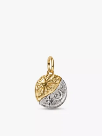 Sonne-und-Mond-Charm, Sterlingsilber, 14-karätig vergoldet