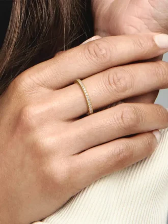 Sparkle & Hearts Ring, 14 Karat vergoldet