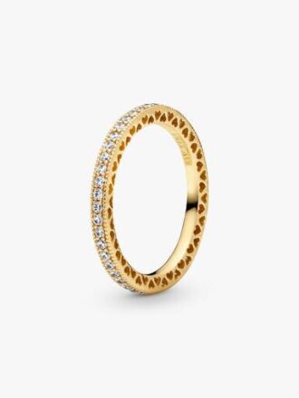 Sparkle & Hearts Ring – 14 Karat vergoldet