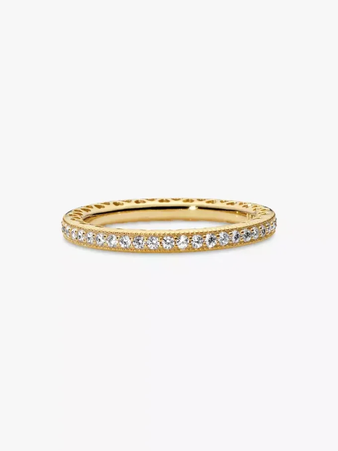 Sparkle & Hearts Ring, 14 Karat vergoldet