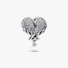 Sparkling Angel Wings & Heart Charm – Sterlingsilber
