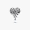 Sparkling Angel Wings & Heart Charm – Sterlingsilber
