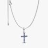Sparkling Blue Round Bezel Cross Pendant Halskette – 2er-Set Sparkling Blue Round Bezel Cross Pendant Halskette – 2er-Set