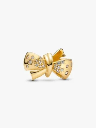 Sparkling Bow Charm – 14-karätige Vergoldung