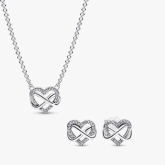 Sparkling Infinity Heart Halskette im 2er-Set