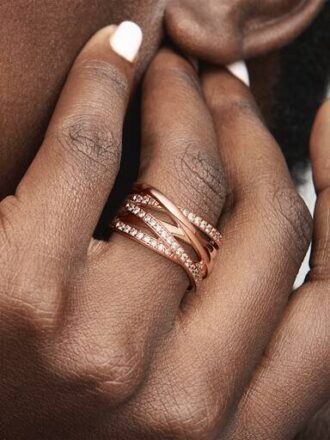 Sparkling & Polished Lines Ring – 14 Karat Roségold-Beschichtung