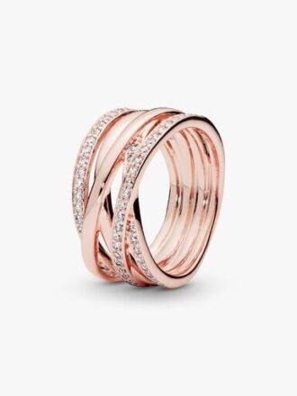 Sparkling & Polished Lines Ring – 14 Karat Roségold-Beschichtung