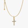 Sparkling Round Bezel Cross Anhänger-Halskette – 2er-Set