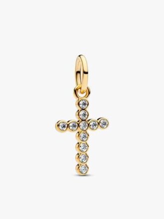 Sparkling Round Bezel Cross Anhänger-Halskette – 2er-Set