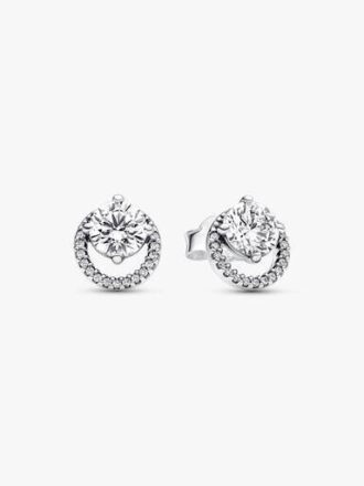 Sparkling Round Halo Ohrringe – Sterlingsilber Sparkling Round Halo Ohrringe – Sterlingsilber