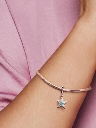 Sparkling Starfish Dangle Charm – 14 Karat Roségold-Beschichtung