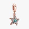 Sparkling Starfish Dangle Charm – 14 Karat Roségold-Beschichtung