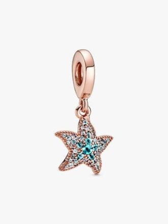Sparkling Starfish Dangle Charm – 14 Karat Roségold-Beschichtung
