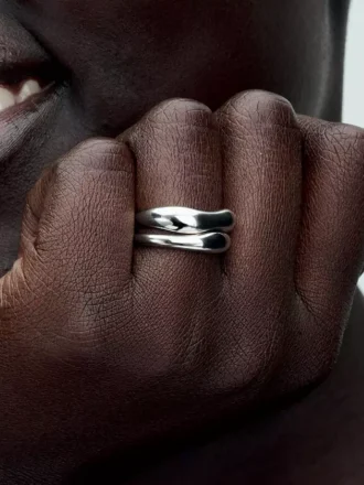 Stacking-Ringe in organischer Form aus Sterlingsilber