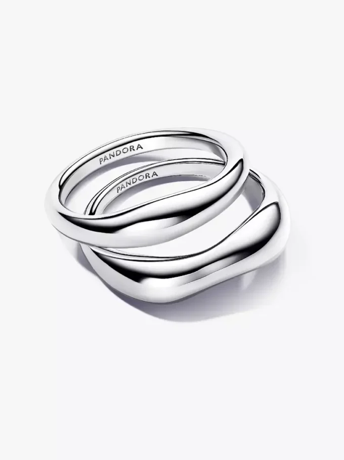 Stacking-Ringe in organischer Form aus Sterlingsilber