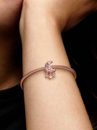 Stern- und Halbmond-Charm – 14 Karat Roségold-Beschichtung