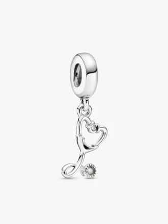 Stethoskop-Herz-Dangle Charm aus Sterlingsilber