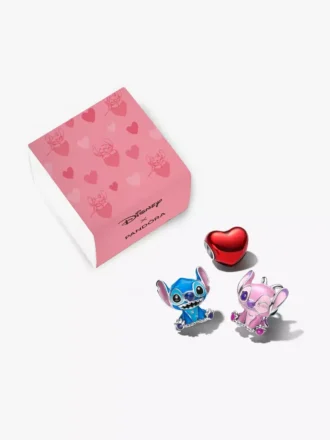 Stitch-Valentinstag-Charm-Geschenkset aus Sterlingsilber