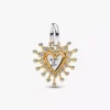 Strahlender Herz-Dangle Charm aus Sterlingsilber, 14-karätig vergoldet