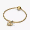 Strahlender Herz-Dangle Charm aus Sterlingsilber, 14-karätig vergoldet