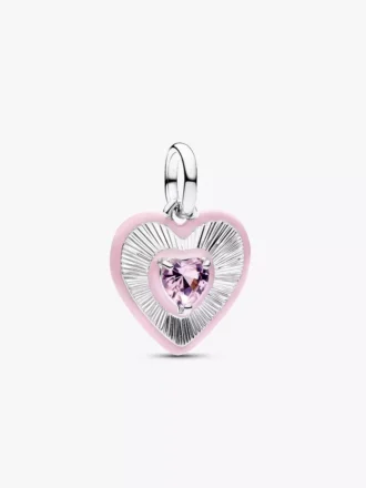 Strahlender rosa Herz-Charm aus Sterlingsilber