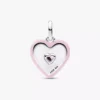 Strahlender rosa Herz-Charm aus Sterlingsilber