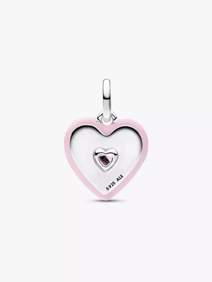 Strahlender rosa Herz-Charm aus Sterlingsilber