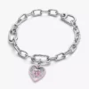 Strahlender rosa Herz-Charm aus Sterlingsilber
