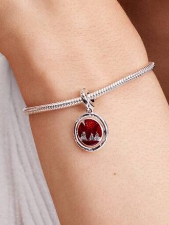 Stranger Things Im Dunkeln leuchtender Upside-Down-Dangle Charm – Sterlingsilber